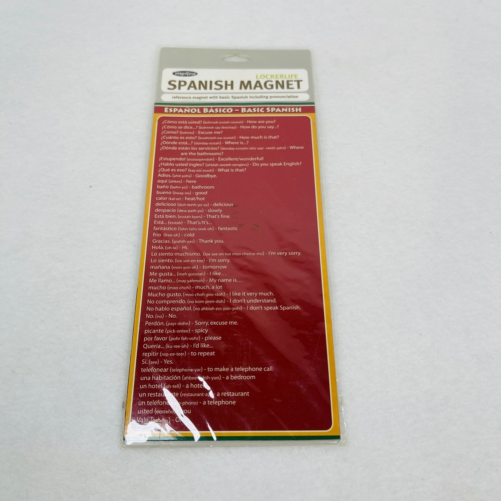Magnetic Spanish Magnet LockerLife Reference Basic Spanish Phrases 3477